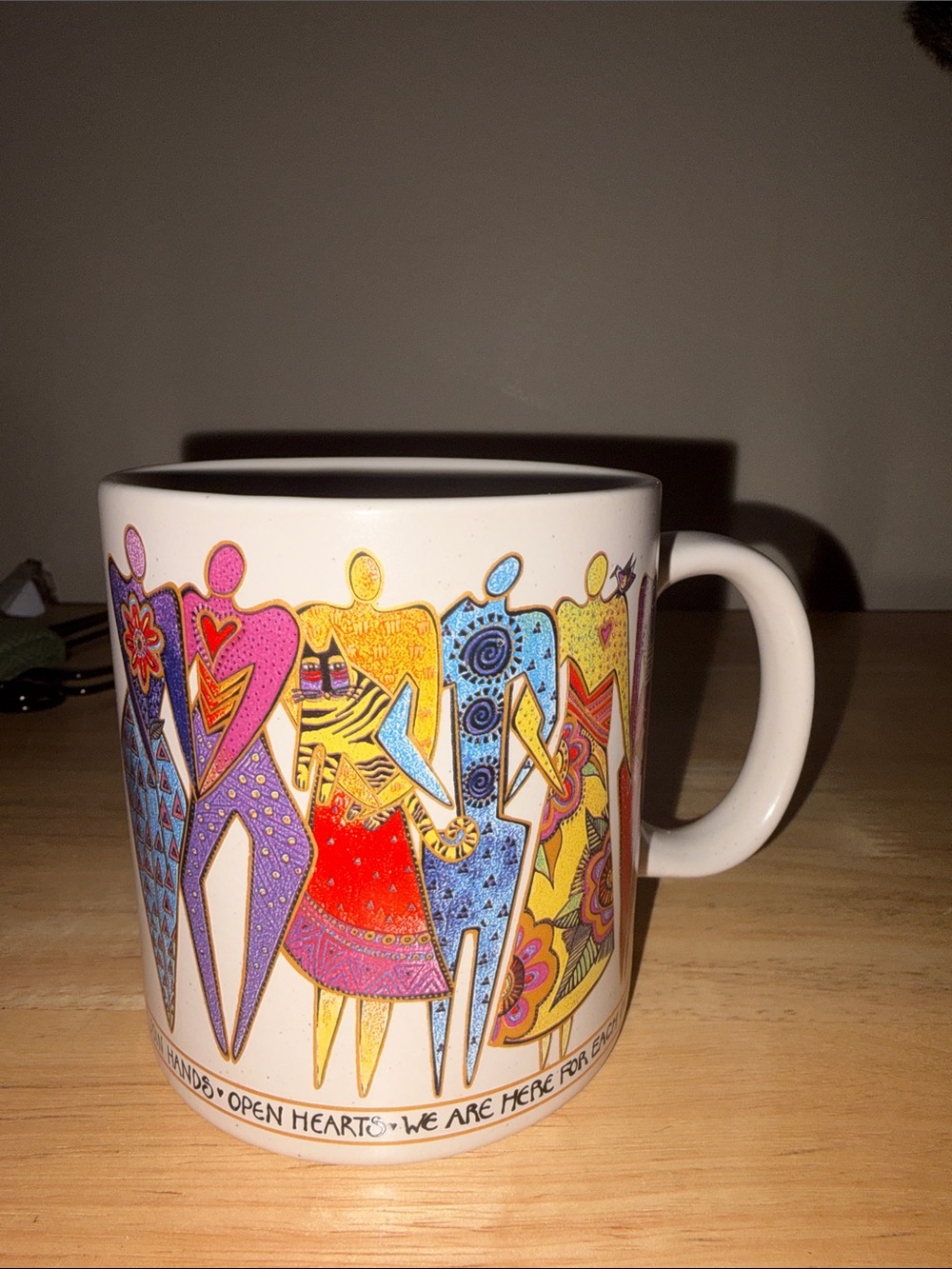Laurel Burch Multicolor Dancing Figures Ceramic Mug - White
